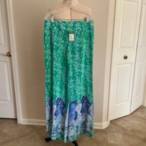 NWT Lilly Pulitzer Lolani Silk Palazzo Pants Toucan Green Costa Verde Size 4